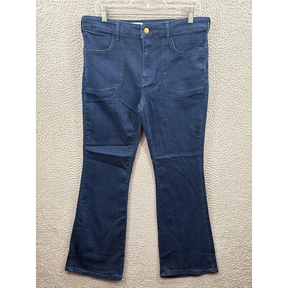 Pilcro‎ Flare Jeans Womens 31P Blue High Rise Stiched Pocket Stretch Denim